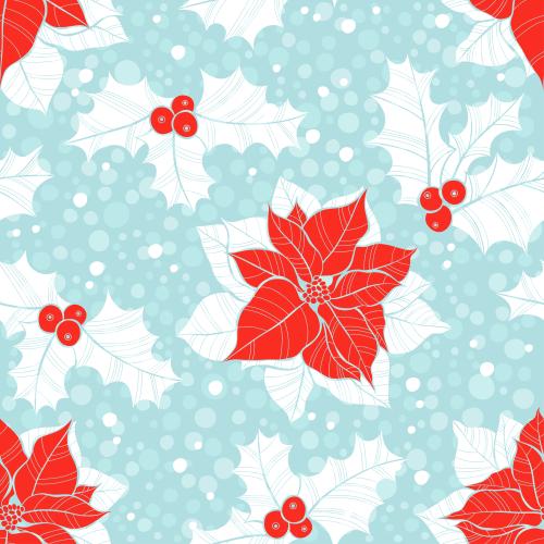 Pea. Vector poinsettia and spider plant on blue checkered