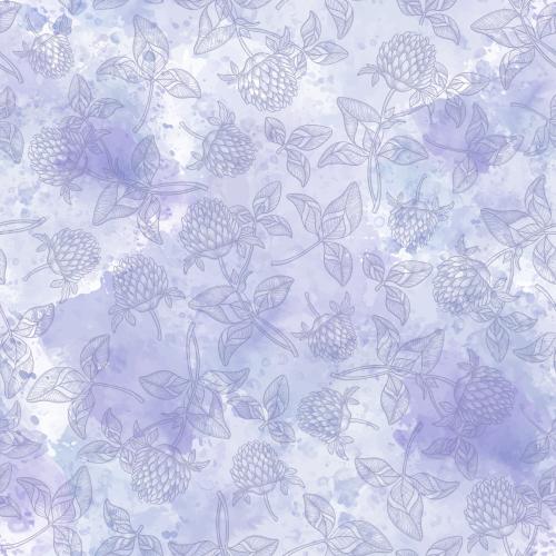 Vector image clover contours on lavender watercolor