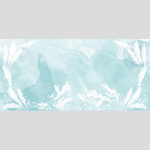 Vector image seaweed place for text on blue watercolor