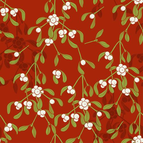 Mistletoe. Vector mistletoe branches on red