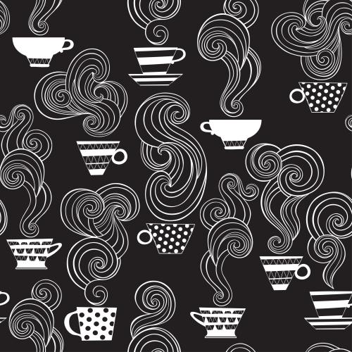 Cup. Vector cups with tea white on black
