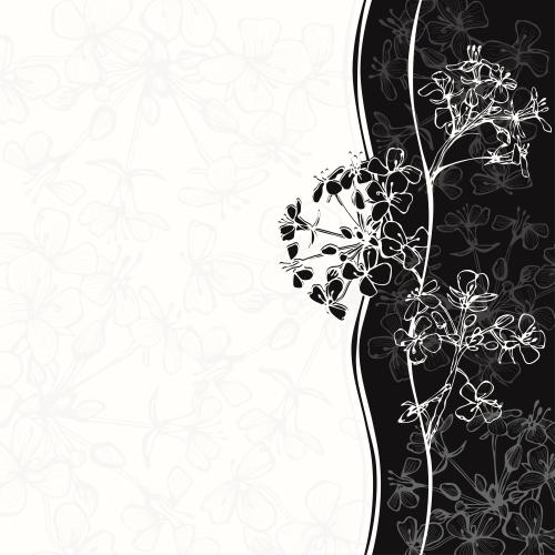 Illustration decorative flower strip with abstract flowers and space for text
