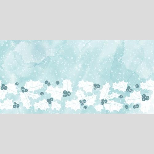 Vector image ostrich fern, festive decorative strip on blue watercolor