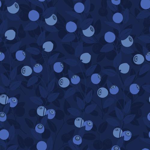 Illustration blueberry branches with berries on blue
