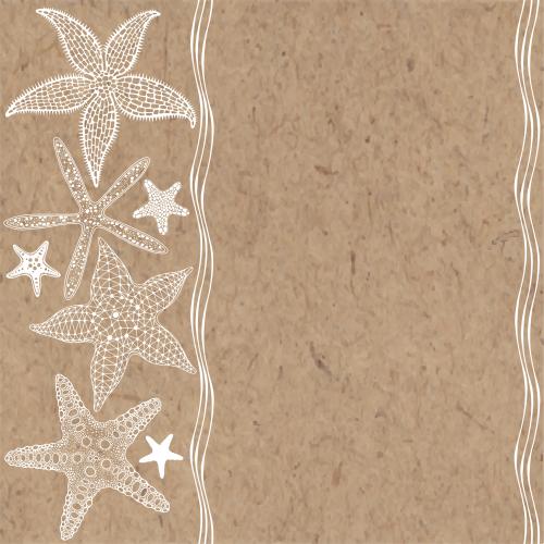 Illustration sea stars wavy lines space for text on craft