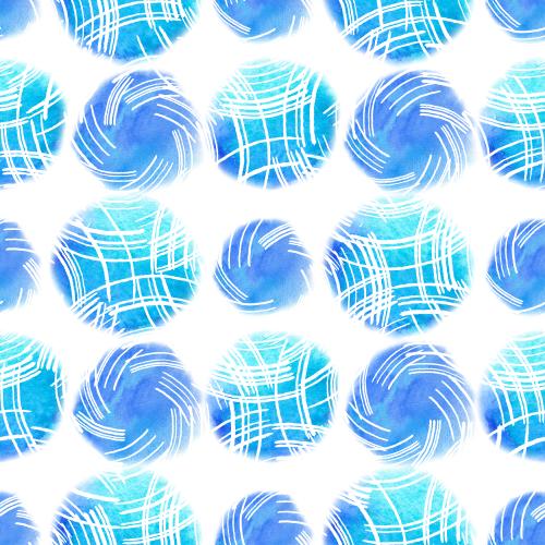 Raster image decorative contour and watercolor circles on white