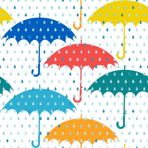 Autumn. Vector multicolored umbrellas, raindrops on white