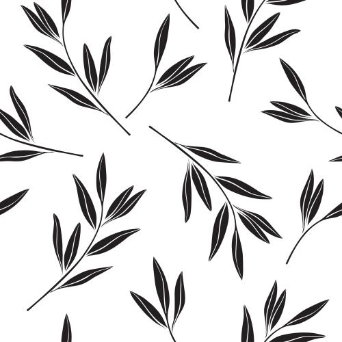 Vector image black silhouettes of branches with leaves on white