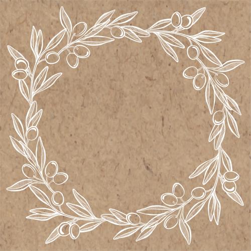 Olivaceous. Vector olive branches, frame on craft