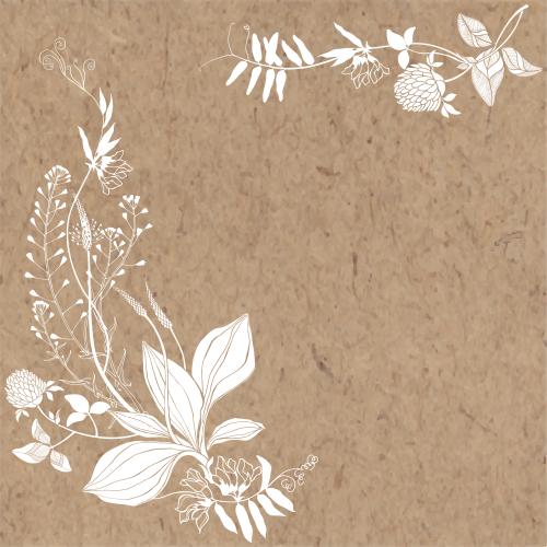 Vector image field flowers and herbs, space for text on craft, corner composition