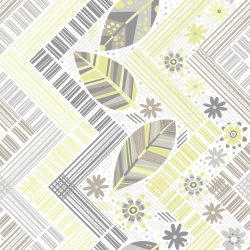 Vector image abstract flowers, leaves, zigzags on white