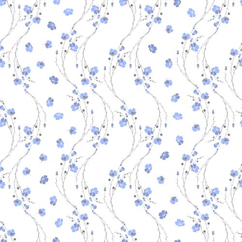 Flax. Vector blooming flax twigs on white