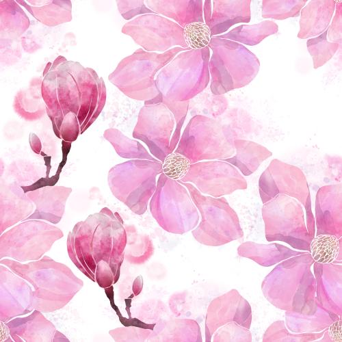 Bud. Vector watercolor magnolia on white