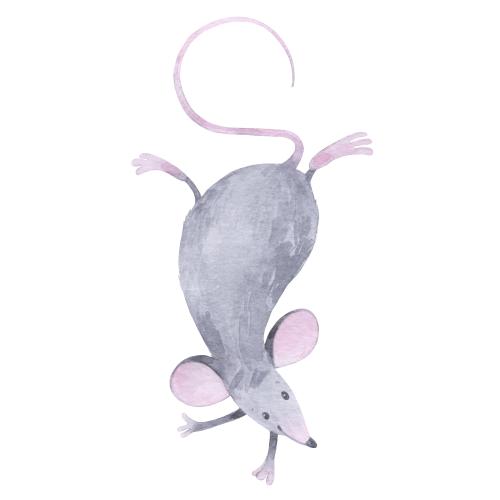 Mouse. Vector cute watercolor rat on white