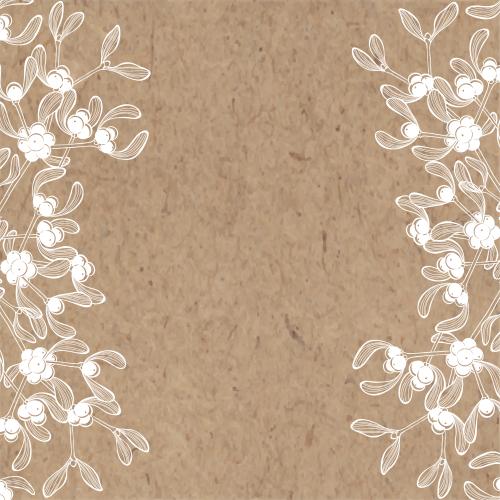Mistletoe. Vector mistletoe white images on craft paper frame with text area