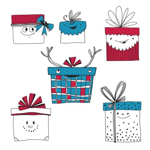 Vector image cartoon gift boxes on white