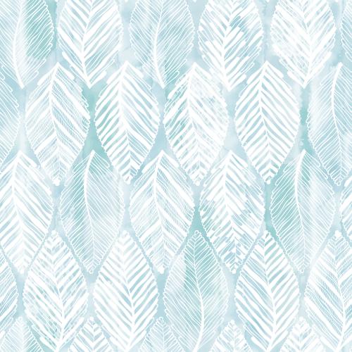 Illustration decorative leaflets on blue watercolor