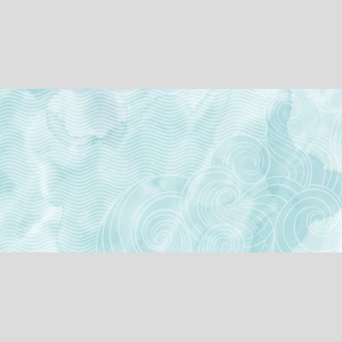 Vector image decorative waves on blue watercolor