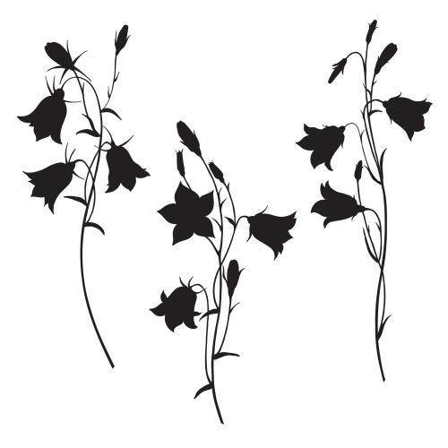 Illustration bells, black silhouettes on white