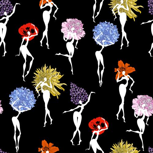 Hydrangea. Vector women's flowers on black