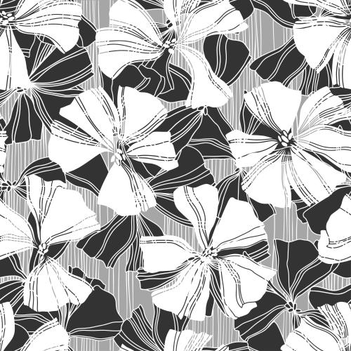 Illustration decorative flowers on gray in white stripes