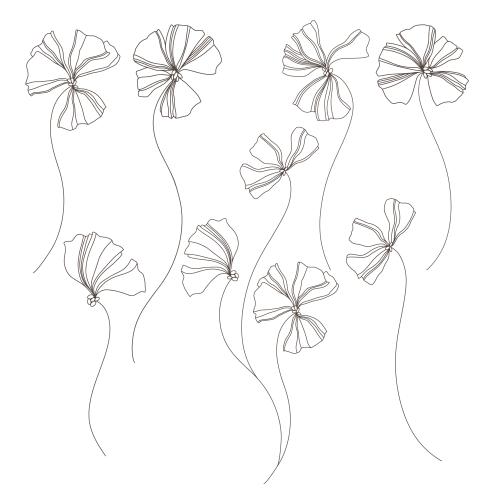 Vector image decorative flowers, variations on white