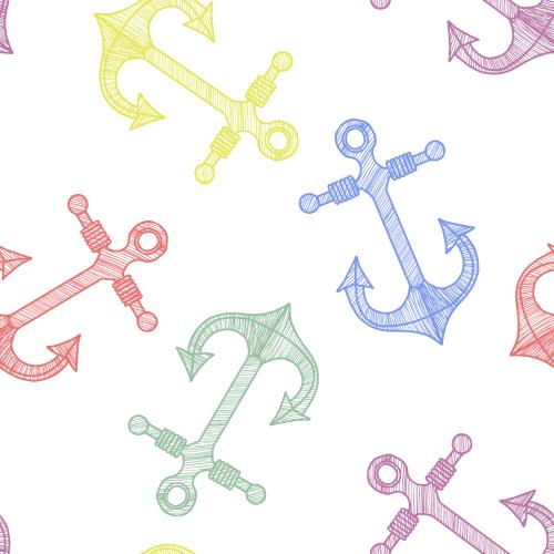 Anchor. Vector multicolored anchors on white