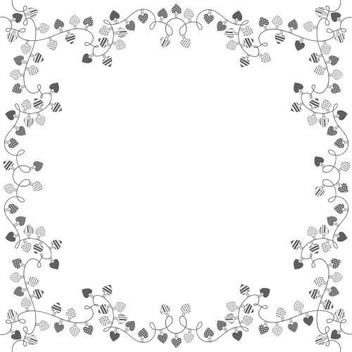 Valentine. Vector square frame of garlands with heart-shaped bulbs on white