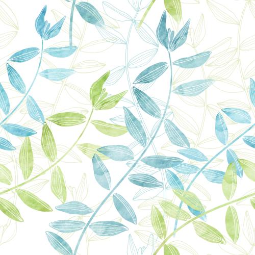 Raster image watercolor marine algae contours and silhouettes on white