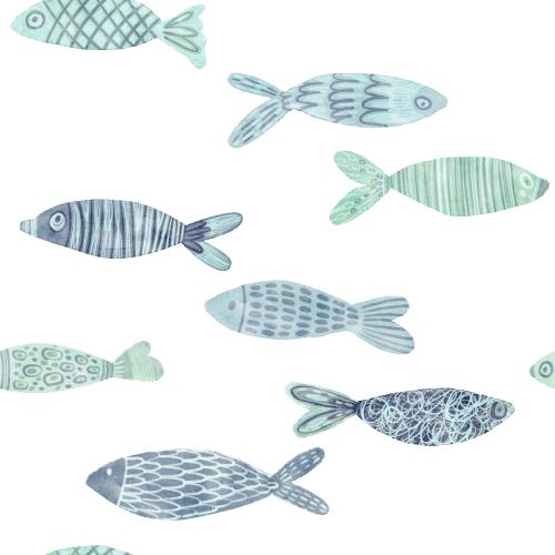 Illustration decorative fish on white