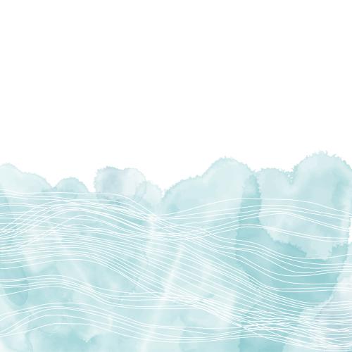 Vector image waves on the blue watercolor, space for text on the white