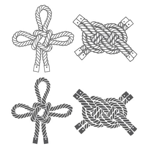 Vector image sea knots contours and silhouettes on white
