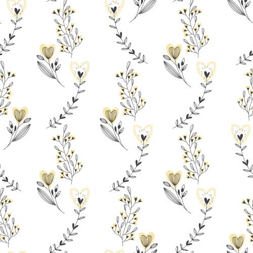 Illustration decorative romantic flowers with hearts on white