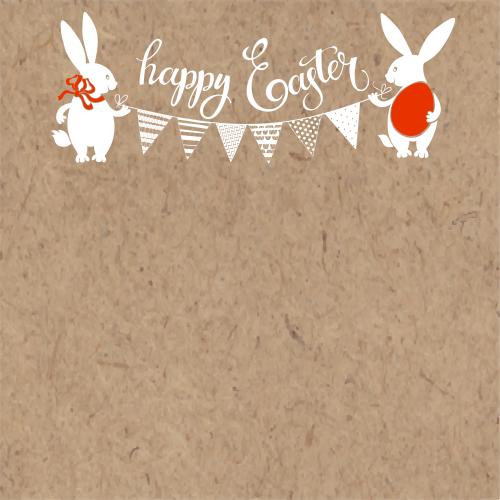 Rabbit. Vector two easter bunnies with a garland happy easter sign space for text on craft