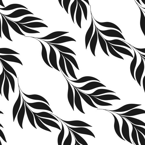 Illustration black silhouettes of branches with leaves on white diagonal composition