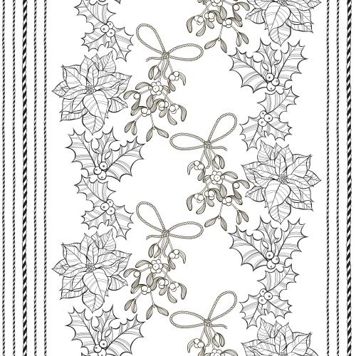 Mistletoe. Vector poinsettia mistletoe hellebore two-color festive ribbons on white