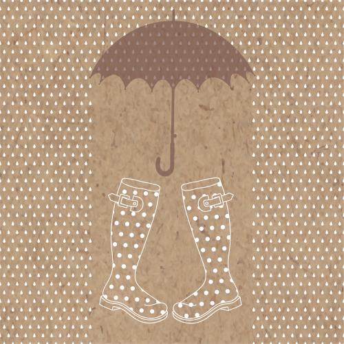 Drop. Vector rain umbrella rubber boots on craft