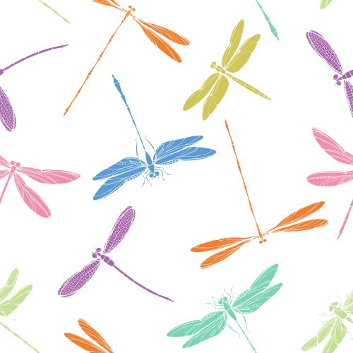 Dragonfly. Vector multicolored dragonflies on white