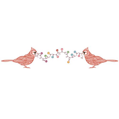 New year. Vector two birds, red cardinals hold a garland