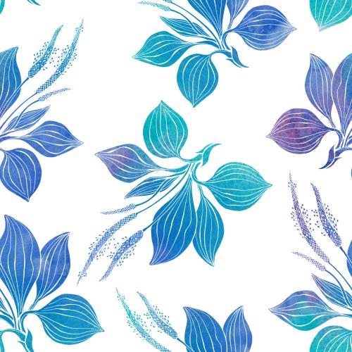 Raster image watercolor plantain, blue-green shades on white
