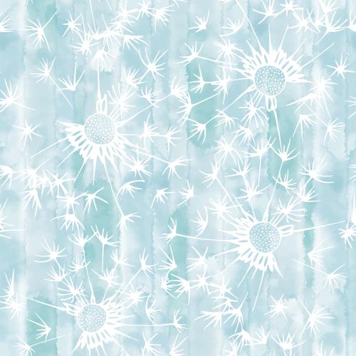Dandelion. Vector dandelions on blue watercolor