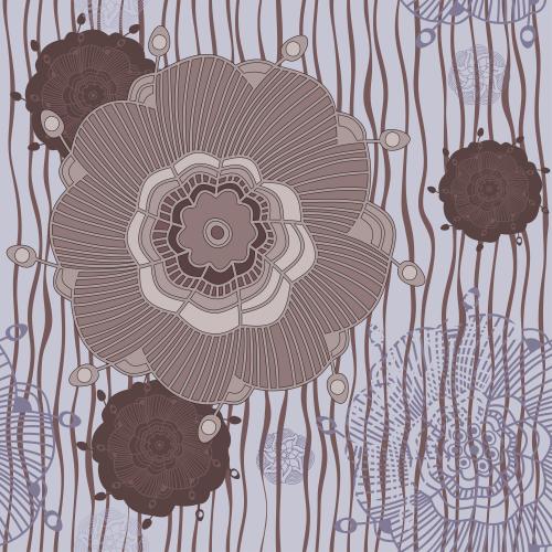 Floral. Vector brown and lavender flowers