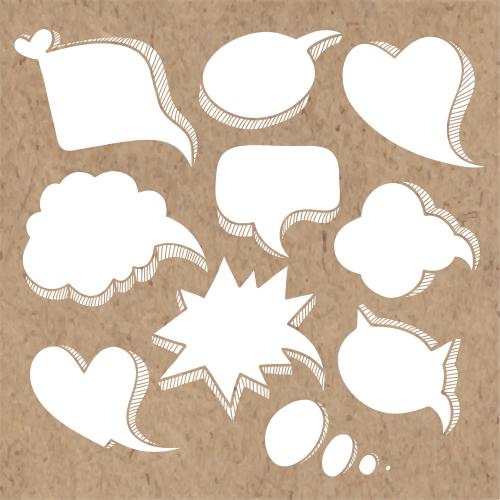 Vector image clouds for text white silhouettes on craft paper
