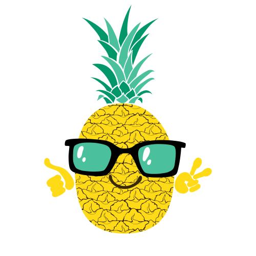 Pineapple. Vector happy cartoon pineapple in sunglasses