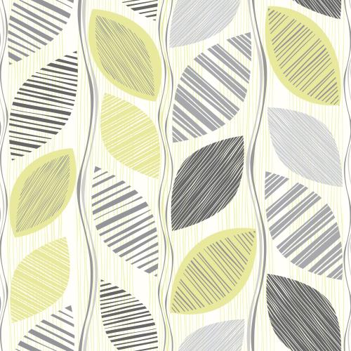 Vector image abstract striped leaves vertical wavy and straight stripes in gray and olive shades