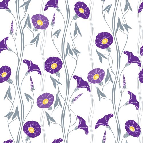 Floral. Vector flowers of bindweed, vertical wavy lines on white