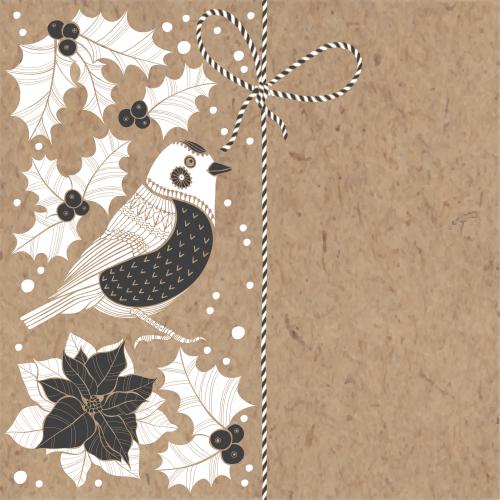 Bow. Vector snow bunting poinsettia sharp leaf holiday ribbon with a bow and a place for text on craft