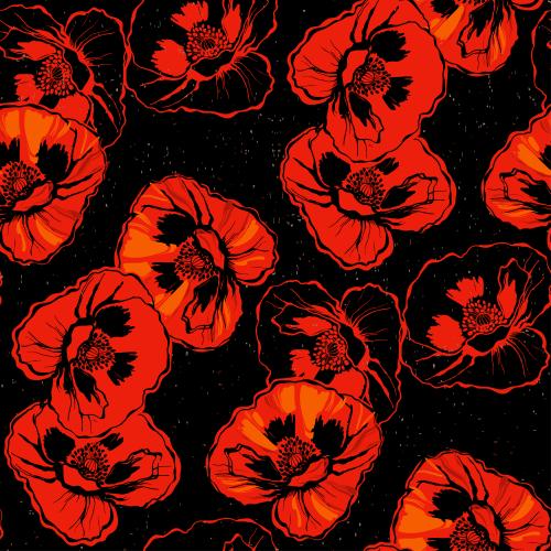 Poppy. Vector poppies on black