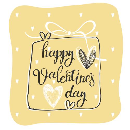 Vector image romantic composition with a gift, hearts, inscription happy valentines day