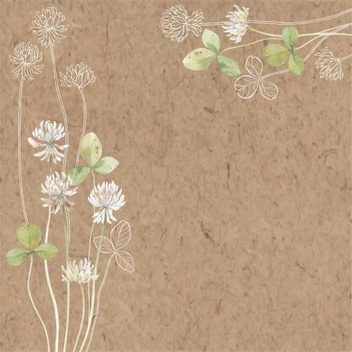 Illustration clover, flowers and leaves, place for text on craft